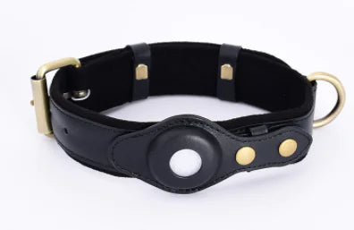 Leather Airtag Heavy Duty Dog Collar