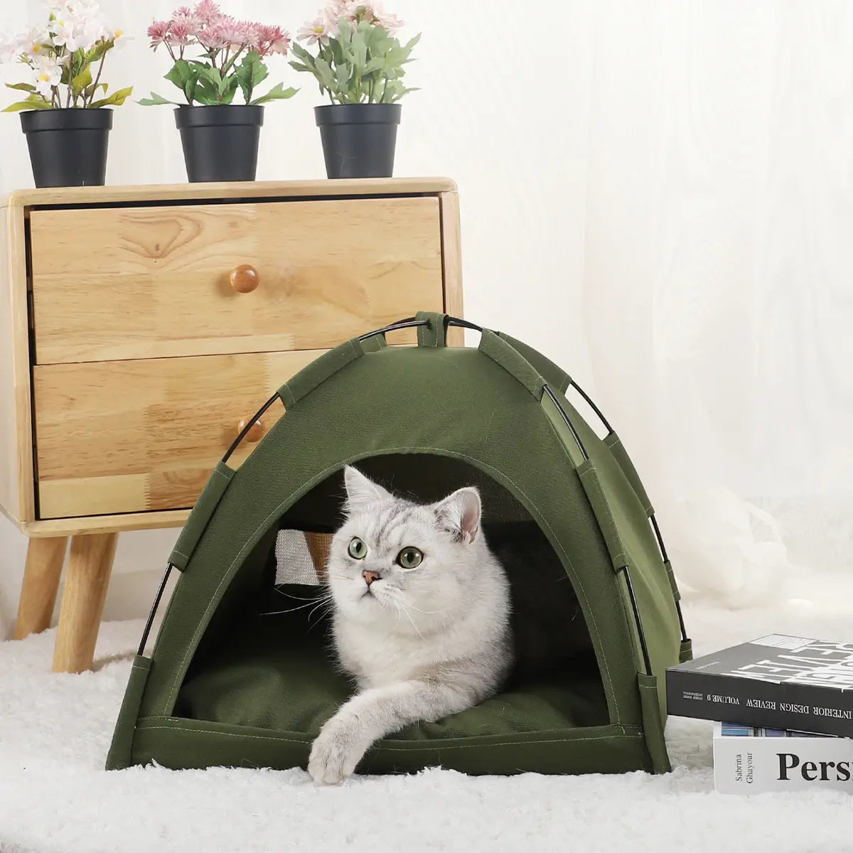 Pet Tent Bed Cats Warm Cushions Winter Clamshell Kitten