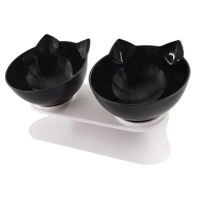 Pet Double Cat Bowl With Raised Stand