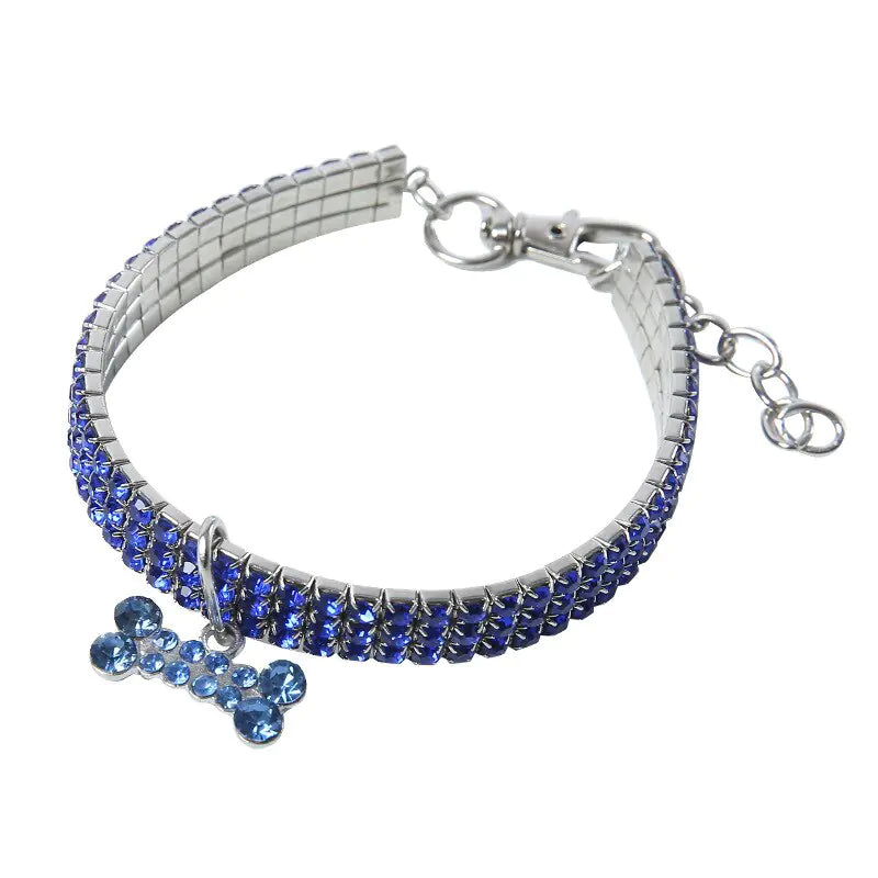 Sparkling Pet Collar with Bone Pendant