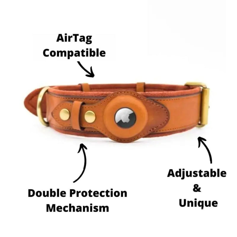 Leather Airtag Heavy Duty Dog Collar