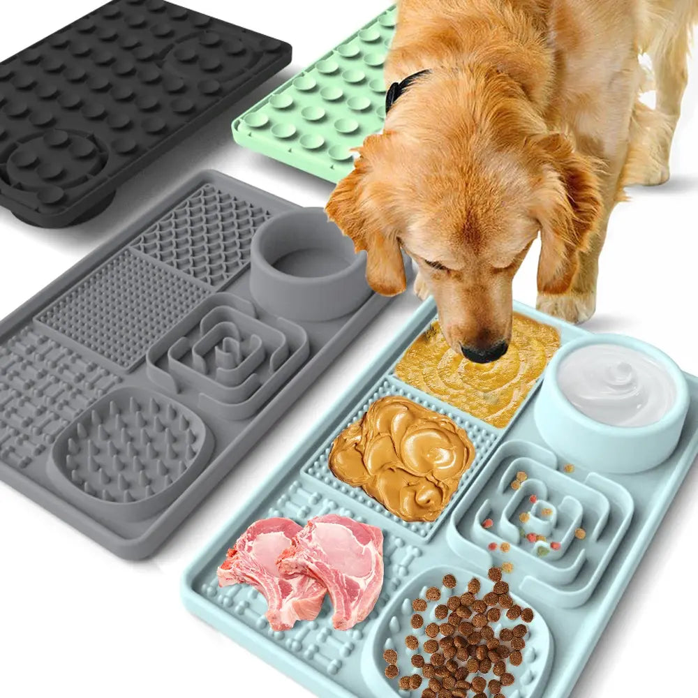 Dog Food Bowl Mat Cat Low Feeding Pet Drinking Feed Placemat Silicone Waterproof Pad