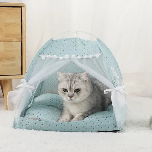 Pet Tent Bed Cats Warm Cushions Winter Clamshell Kitten